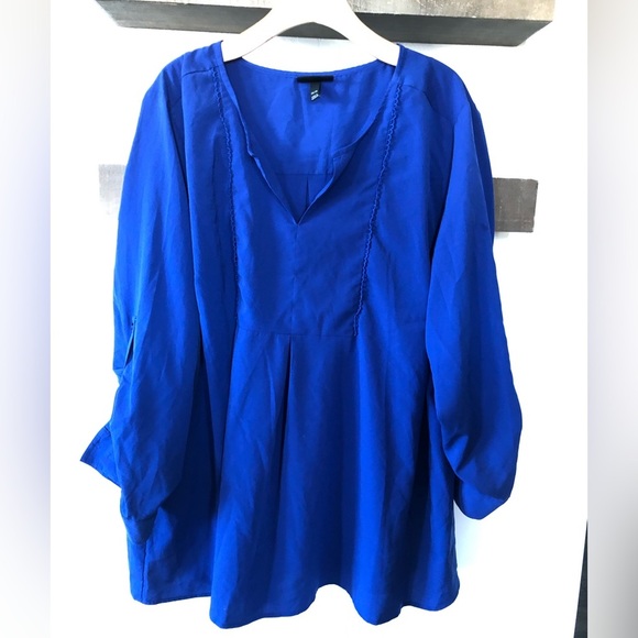 Lane Bryant|Royal blue chiffon long sleeve blouse with eyelet detail, plus size• - Picture 11 of 11